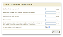 Calcule a TAEG do seu crédito pessoal 